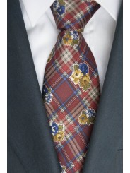 Krawatte Borbonese Zeichnung der Schottischen und der Blumen - 100% Reine Seide