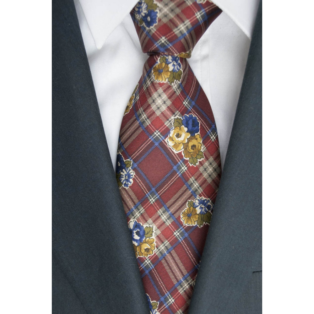 Tie Borbonese Scottish Design and Flowers - 100% Pure Silk