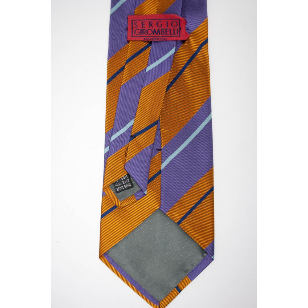 Regimental tie with Orange and Purple - 100% Pure Silk - Made in Italy