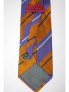 Cravatta Regimental Arancio e Viola - 100% Pura Seta - Made in Italy