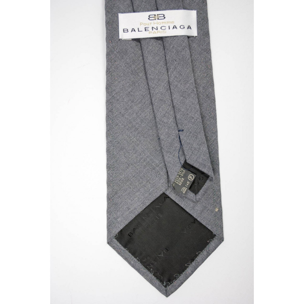 Krawatte Balenciaga Hellgrau Rosa Stickerei - 100% Reine Wolle - Made in Italy