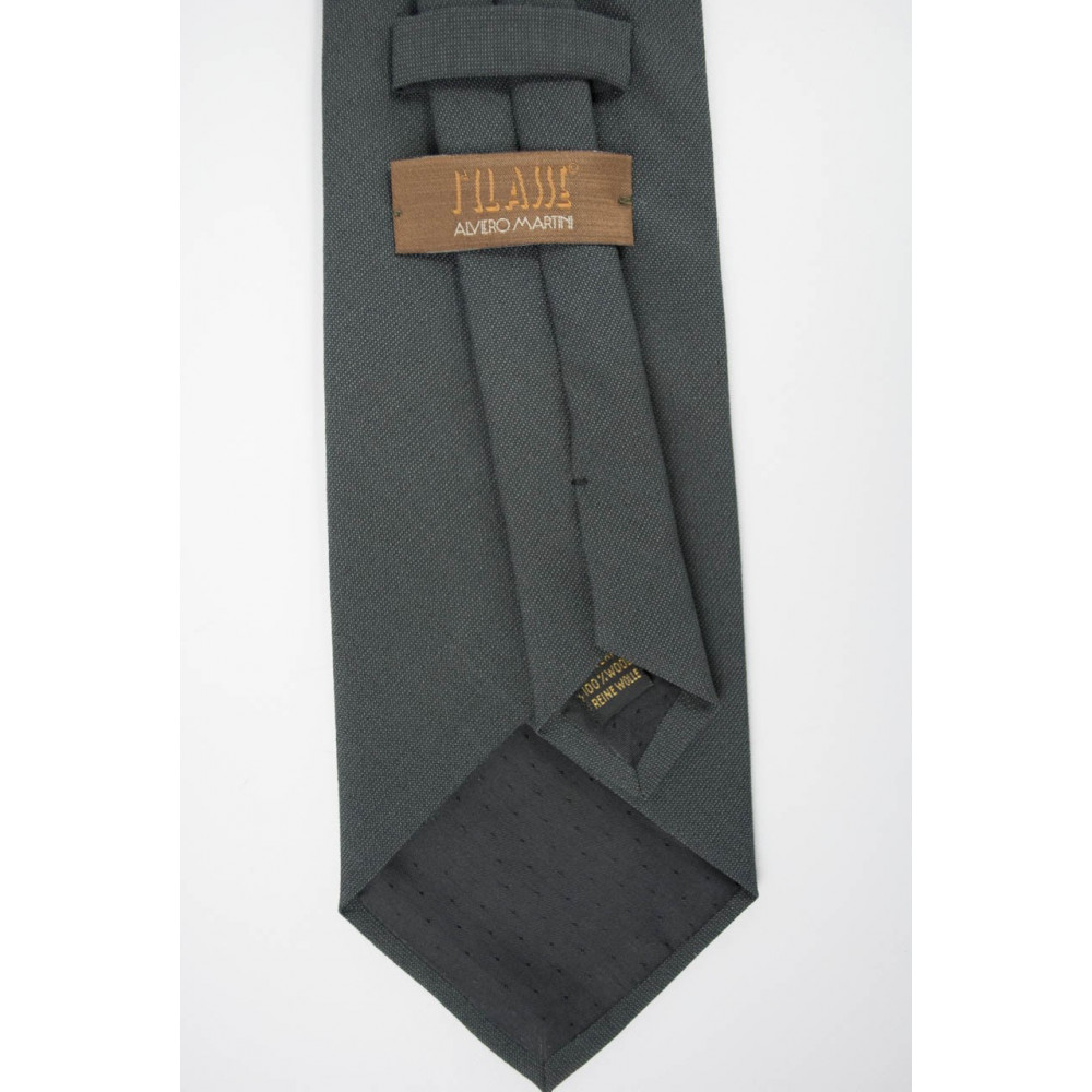 Tie 1° Classe Alviero Martini, Dark Gray - 100% Pure new Wool - Made in Italy