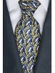 Tie Oliver Valentino Blue Fancy Yellow and White - 100% Pure Silk