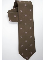 Brown corbata con Diseños Pequeños de color Rosa - 100% Pura Seda - Made in Italy
