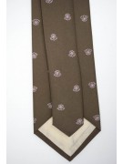 Brown tie with Small Designs Pink - 100% Pure Silk - Made in Italy