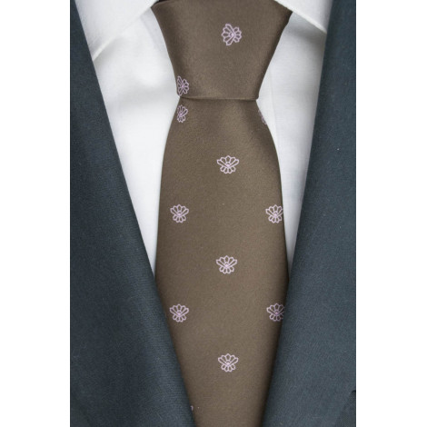 Krawatte Braun Kleine Muster in Rosa - 100% Reine Seide - Made in Italy