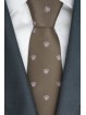 Cravatta Marrone Piccoli Disegni Rosa - 100% Pura Seta - Made in Italy