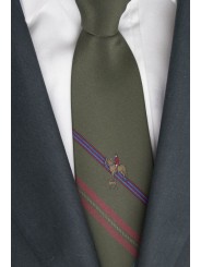 Corbata color Verde Oscuro Jinete con un Perro - 100% Pura Seda - Made in Italy