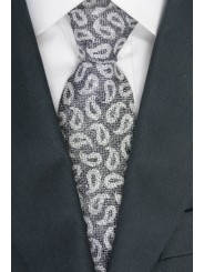 Corbata Gris Diseños De Cachemira - GianMarco Venturi - 100% Pura Seda