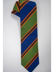 Krawatte Regimental Grün Blau Orange - 100% Reine Seide