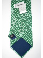 Cravatta Verde Piccoli Disegni Bianco - 100% Pura Seta