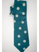 Green Tie Large Polka Dot Ivory Sanssouci - 100% Pure Silk