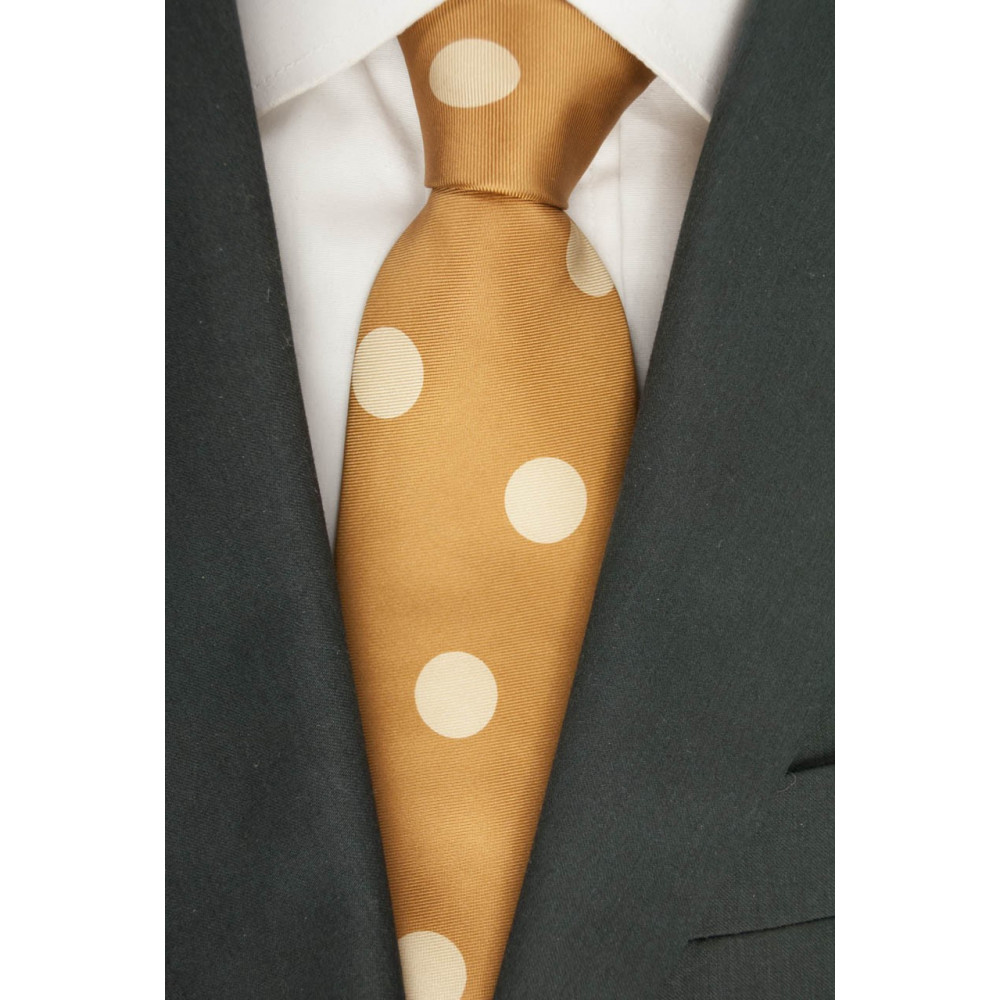 Tie Orange Pumpkin Large Polka Dot Ivory Sanssouci - 100% Pure Silk