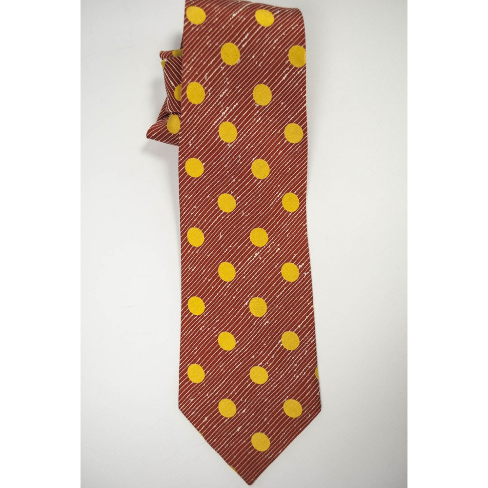 Cravatta Rosso Grandi Pois Giallo SanSouci - 100% Pura Seta