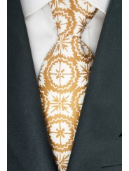 Cravatta Arancio Ruggine Disegno Fantasia - 100% Pura Seta