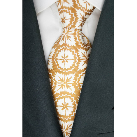 Tie Rust Orange Fantasy Design - 100% Pure Silk