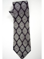 Corbata Color Marrón Oscuro Diseño Arabesco - 100% Pura Seda