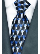 Tie Black with Designs in Blue and Gray - Daniel Hechter - 100% Pure Silk