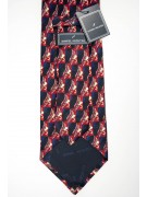 Tie Black with Designs in Red and Ivory - Daniel Hechter - 100% Pure Silk