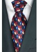 Cravatta Blu Disegni in Rosso e Avorio - Daniel Hechter - 100% Pura Seta