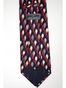 Blue tie with Designs in Red, Ivory-Gray - Daniel Hechter - 100% Pure Silk