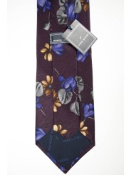 Corbata color Burdeos Floral Púrpura y de color Beige - Daniel Hechter - 100% Pura Seda