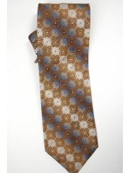 Krawatte In Beige, Kleine Geometrische Muster Braun - Basile - 100% Reine Seide