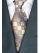 Corbata Color Beige Pequeños Dibujos Geométricos De Color Marrón - Basile - 100% Pura Seda