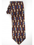 Tie Brown Geometric Designs Various Colors - Basile - 100% Pure Silk
