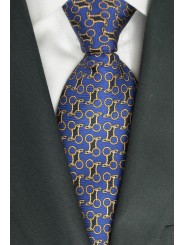 Cravatta Blu Piccoli Disegni Lamborghini - 1018 - 100% Pura Seta