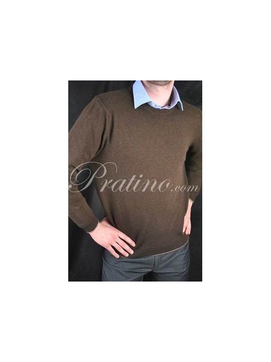 Brown Cashmere Blend 3Fili Men's Crewneck Pullover 54 XXL - Cashmere Sweaters and Pullovers