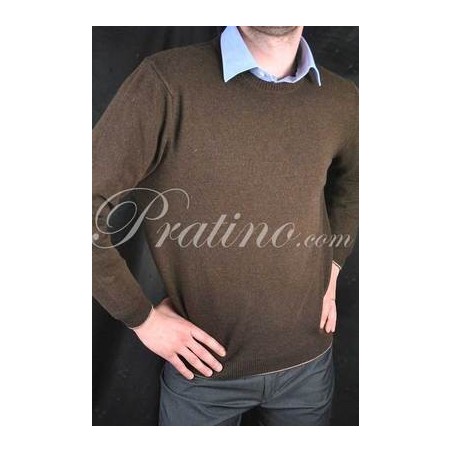 Brown Cashmere Blend 3Fili Men's Crewneck Pullover 54 XXL - Cashmere Sweaters and Pullovers