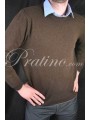 Мужчынскі пуловер з круглым выразам 3Fili карычневага кашміру 54 XXL - кашміровыя швэдры і пуловеры