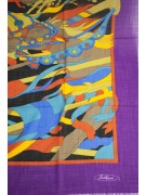 Large Shawl Stole Fabric Wool Light - Frame Cyclamen Fantasy - 140x140