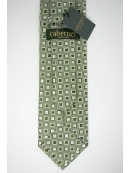 Green tie with Small designs in Dark Green - 100% Pure Silk - Made in Italy