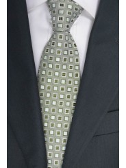 Corbata verde con Pequeños diseños en Verde Oscuro - 100% Pura Seda - Made in Italy