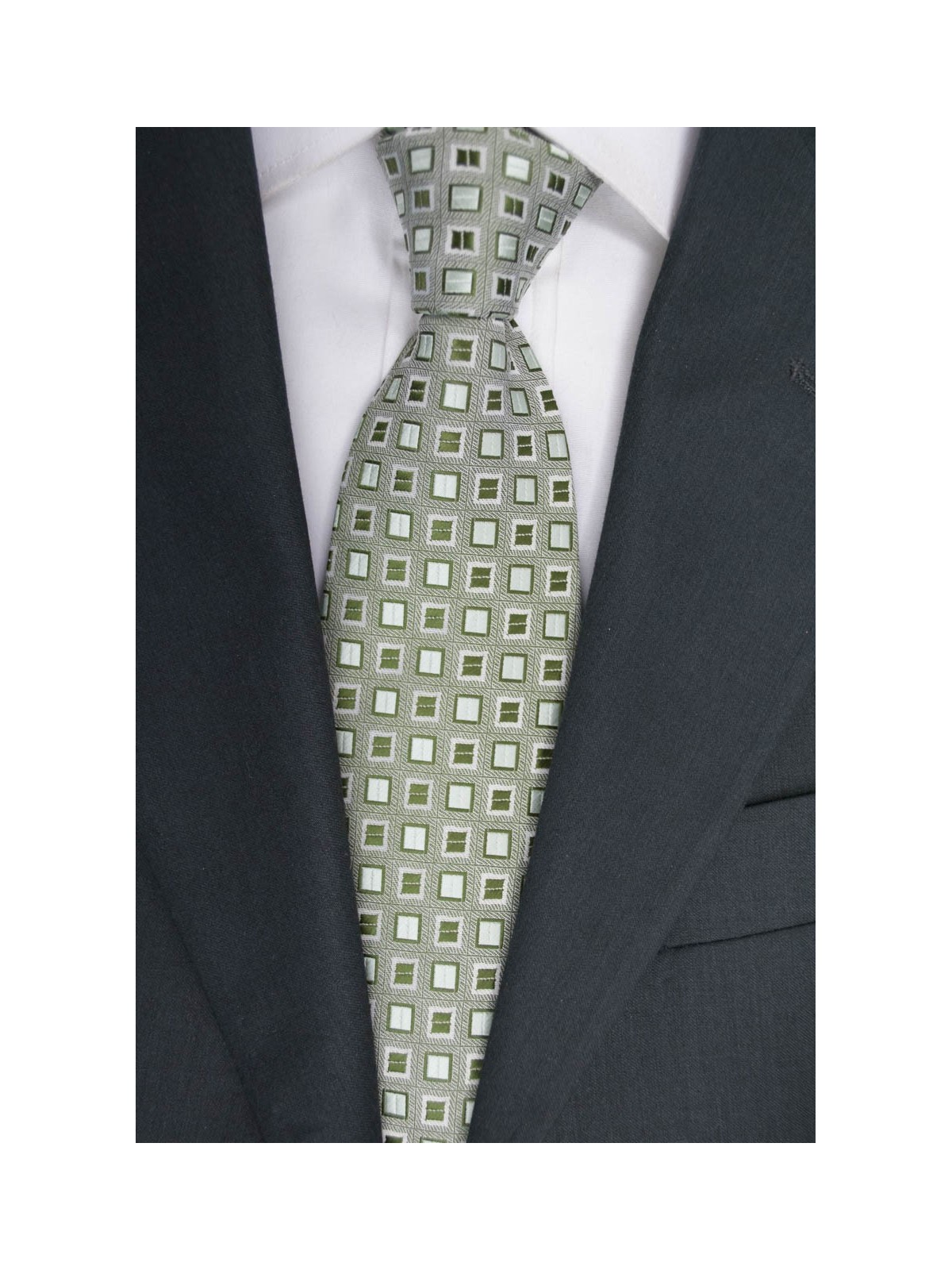 Corbata verde con Pequeños diseños en Verde Oscuro - 100% Pura Seda - Made in Italy