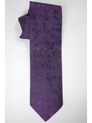 Krawatte Breite 9,5 Zeichnungen Blau und Rot - 100% Reine Seide - Made in Italy