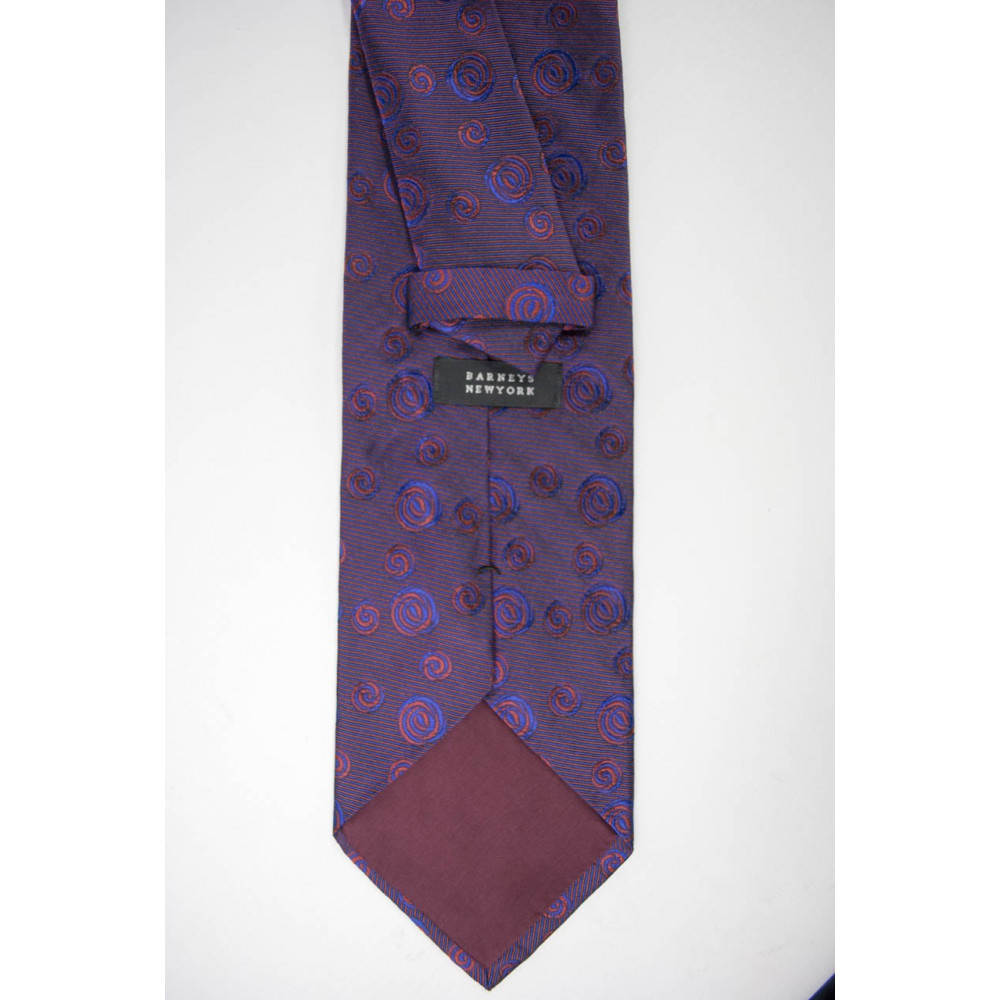Cravatta Larga 9,5 Disegni Blu e Rosso - 100% Pura Seta - Made in Italy