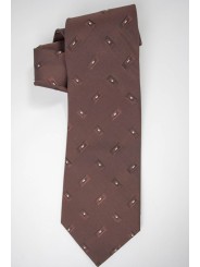 Cravatta Marrone Piccoli Disegni - 100% Pura Seta - Made in Italy