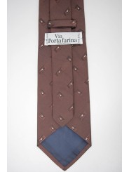 Brown tie with Small Designs - 100% Pure Silk - Made in Italy