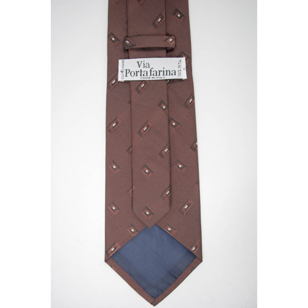 Brown corbata con Diseños Pequeños - 100% Pura Seda - Made in Italy