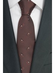 Cravatta Marrone Piccoli Disegni - 100% Pura Seta - Made in Italy
