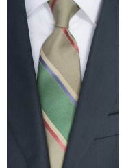 Cravatta Regimental Verde - 100% Pura Seta - Made in Italy