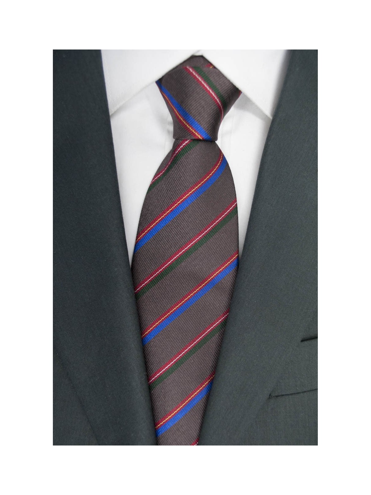 Tie Marrine Regimental Red Green Blue - 100% Pure Silk - Made in Italy