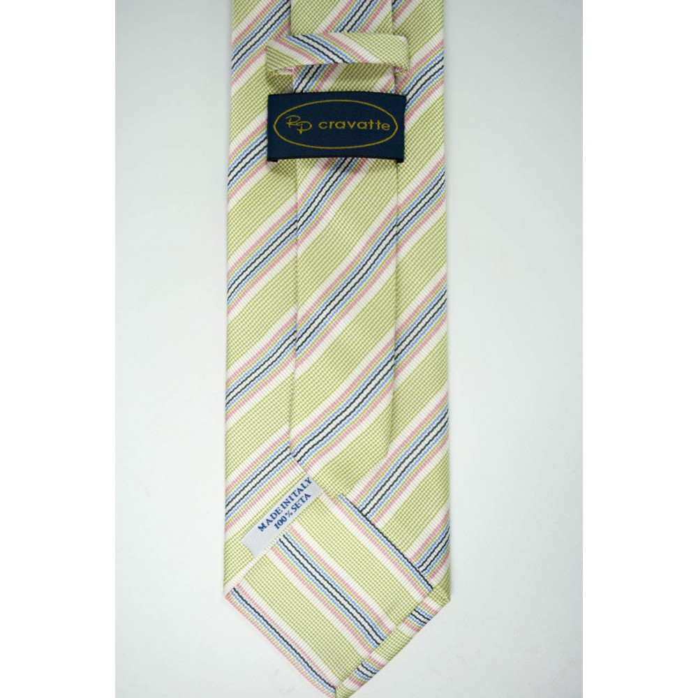 Corbata verde del Regimiento Multicolor -100% Pura Seda - Made in Italy
