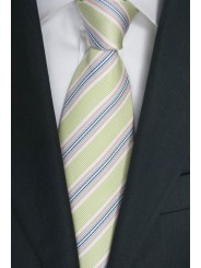 Cravatta Verde Regimental Multicolore -100% Pura Seta - Made in Italy