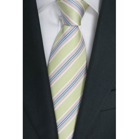 Green tie Regimental Multicolor -100% Pure Silk - Made in Italy