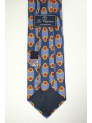 Cravatta Blu Azzurro Pois Rosso - Les Copains 100% Pura Seta - Made in Italy
