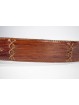 Cintura Marrone medio in cuoio lavorato lunga 100 cm fibbia dorata opaca - taglie forti